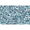 cc773 - Toho beads 15/0 rainbow crystal/montana blue lined (5g)