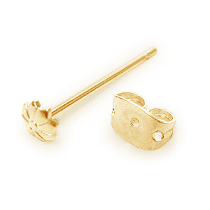 Bead stud earring flower daisy setting metal gold plated (2)