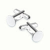 Flat pad cufflinks metal silver plated 10mm (2)