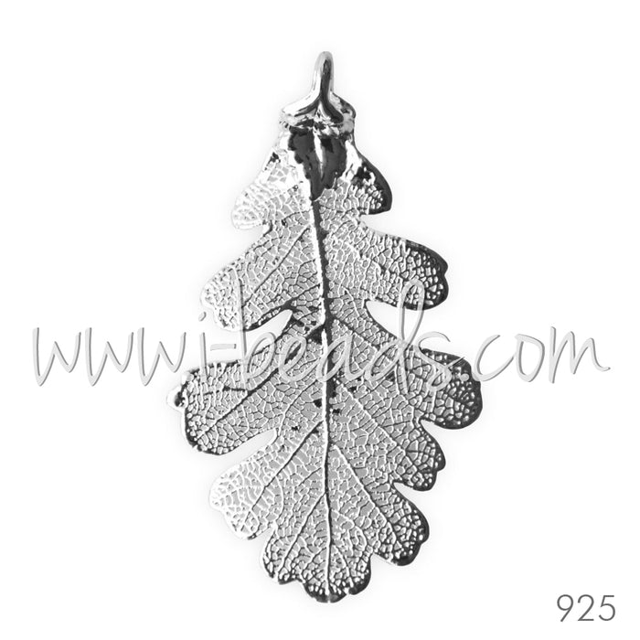 Real lacy oak leaf pendant sterling silver 50mm (1)
