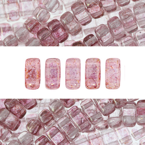 2 holes CzechMates bricks luster transparent topaz pink 3x6mm (50)