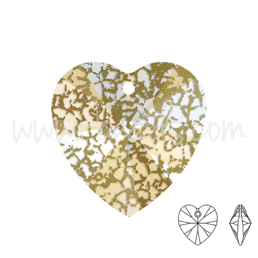 Buy Swarovski 6228 heart pendant crystal gold patina effect 10mm (1)