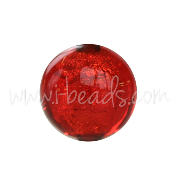 Murano bead round red and gold 8mm (1)