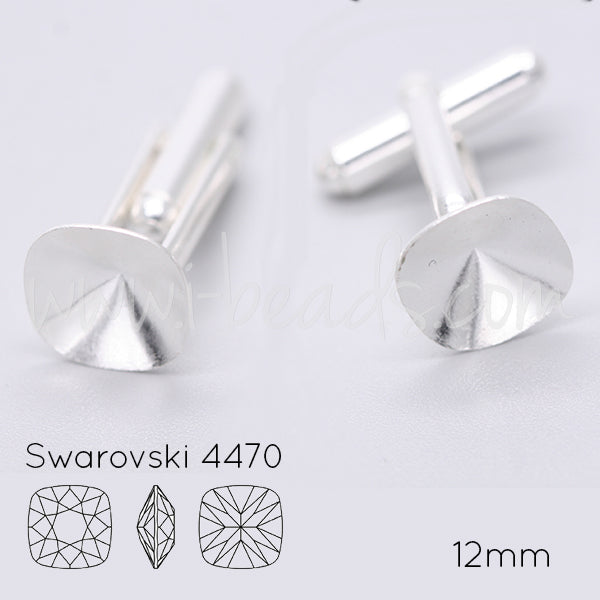 Cufflink setting for Swarovski 4470 12mm silver plated (2)