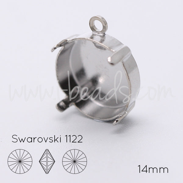 Pendant setting for Swarovski 1122 rivoli 14mm silver plated (1)