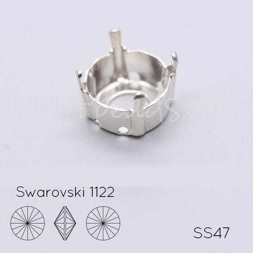 Buy Sew on setting for Swarovski 1122 rivoli SS47 silver plated (2)