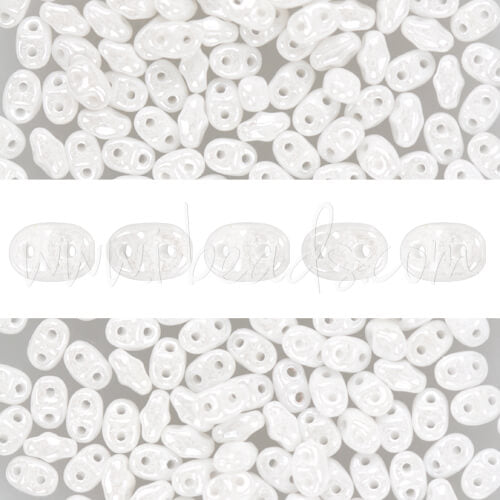 MiniDuo beads 2.5x4mm luster white (10g)