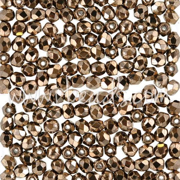 Czech fire-polished beads bronze 3mm (50)