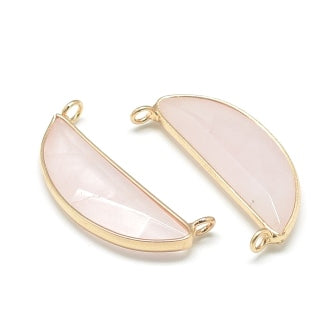 Rose Quartz pendant gold brass setting 32x15 Hole 2mm - sold per 1