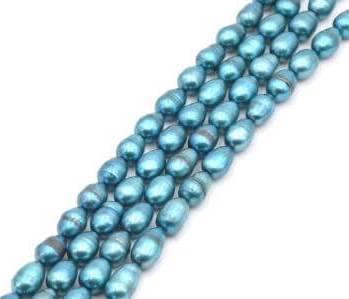 Buy Freshwater pearls rice shape turquoise 8x6mm (1)