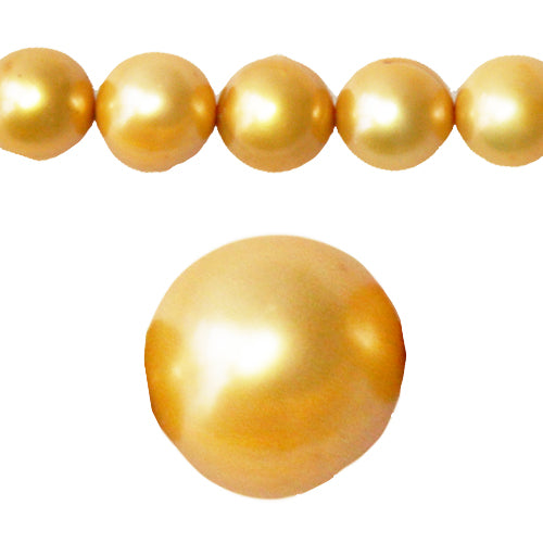 Freshwater pearls potato round shape gold 6mm (1)