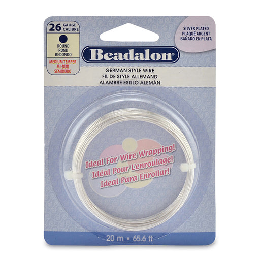 Beadalon silver plated round crafting wire 26 gauge (0.41mm), 20m (1)