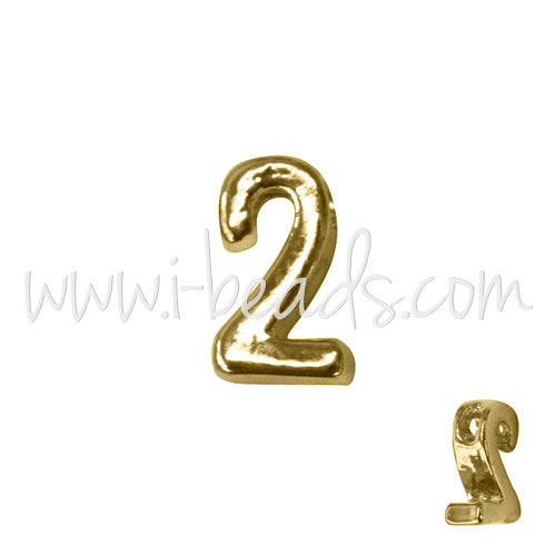 Letter bead number 2 gold plated 7x6mm (1)