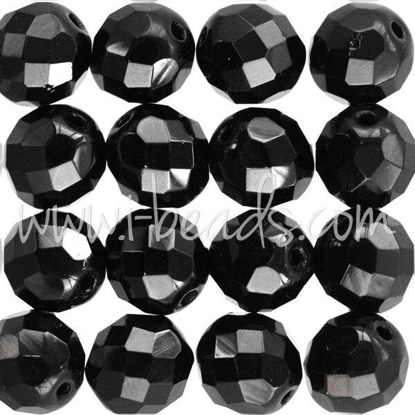 Czech fire-polished beads jet 10mm (25)