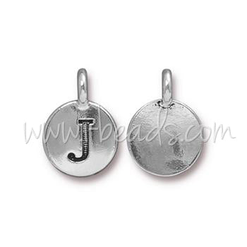 Letter charm J antique silver plated 11mm (1)