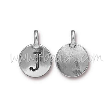 Buy Letter charm J antique silver plated 11mm (1)