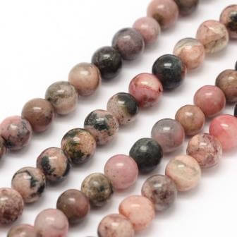 Natural Gemstone Rhodonite Round Beads -3mmx0,8- 126/strand - 40cm (1 strand)