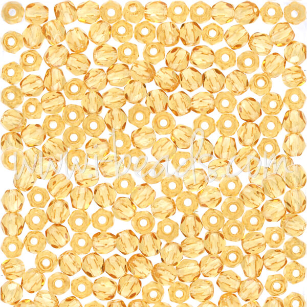 Czech fire-polished beads medium topaz 3mm (50)