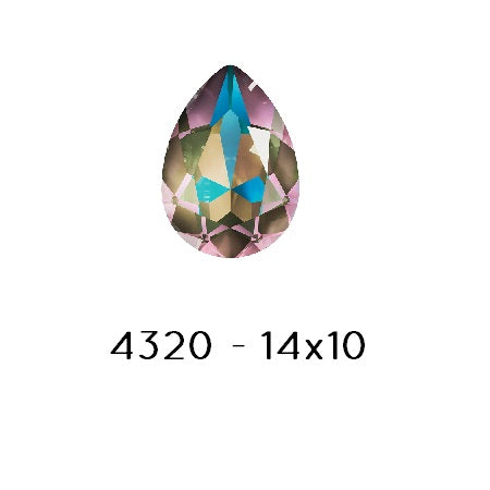 Swarovski 4320 Fancy Stone PEAR - Crystal ARMY green DELITE-14x10mm (1)