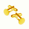 Flat pad cufflinks metal gold plated 10mm (2)