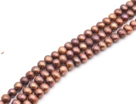 Freshwater pearls potato round metallic copper mix 5.5mm (1)