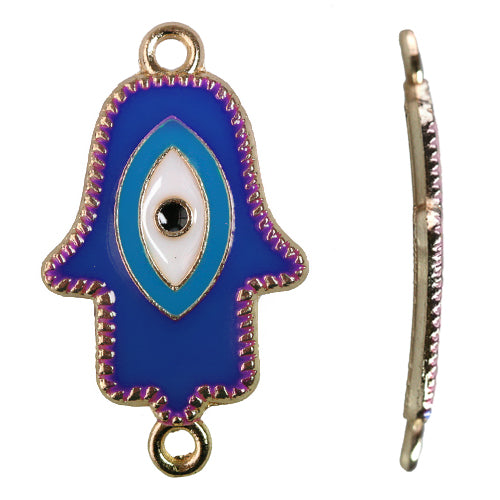 Hamsa hand link cold enamel blue 20x32mm (1)