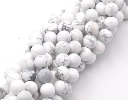 White Howlite Beads, Frosted, Round- 8mm (1 strand)