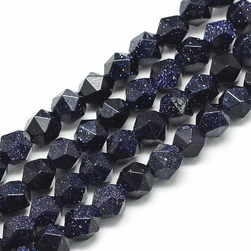 Polygon, Faceted,Reconstituted Blue Gold Stone 10x9mm, Hole: 1mm (3 units)