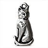 Sitting cat charm metal antique silver plated 10.5mm (1)