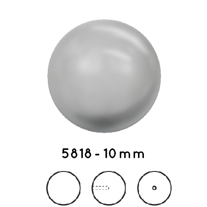 Swarovski 5818 Half drilled - Crystal LIGHT GREY -10mm (4)