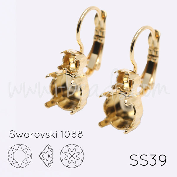 Earring setting for Swarovski 1088 SS39 and 4mm-pp31-SS19 gold plated (2)