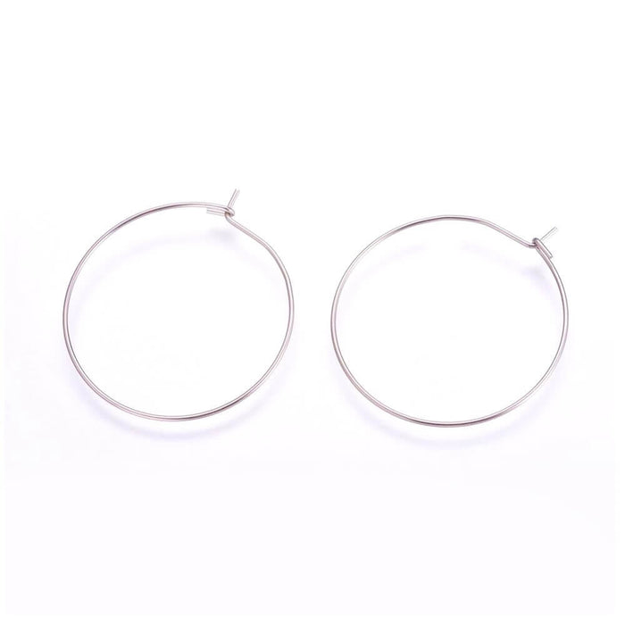 Stainless Steel Hoop Earring Findings-steel color-30mm (4)