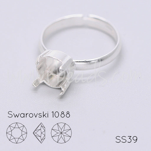 Adjustable ring setting for Swarovski 1088 SS39 silver plated (1)