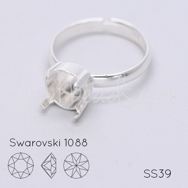 Adjustable ring setting for Swarovski 1088 SS39 silver plated (1)