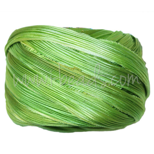 Shibori silk ribbon spring green borealis (10cm)