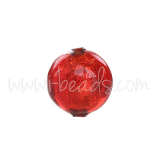 Murano bead round red and gold 6mm (1)