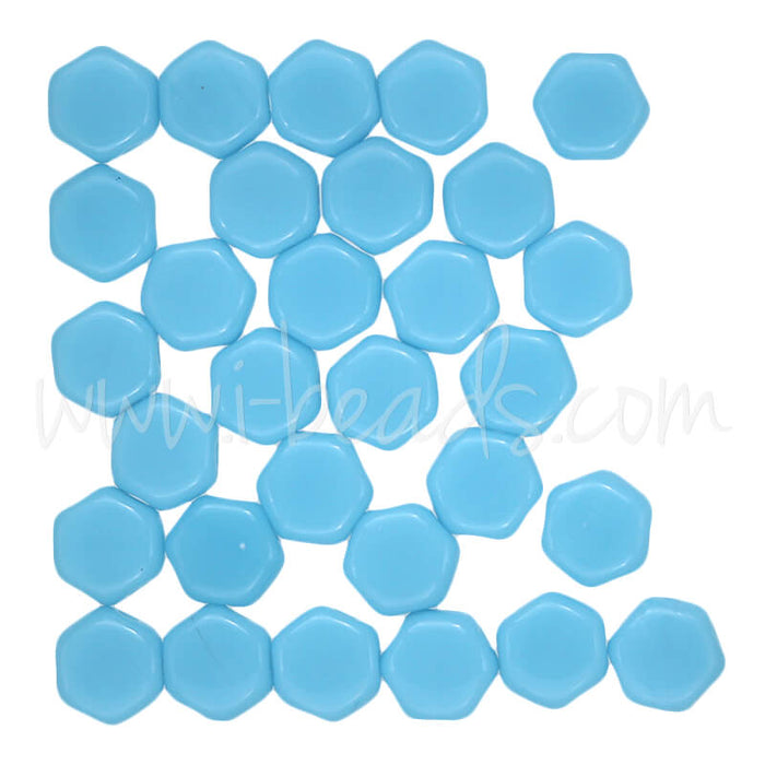 Honeycomb beads 6mm blue turquoise opaque (30)