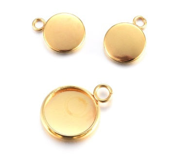 Buy Stainless Steel Round Pendant setting for cabochon 8mm GOLD (2)