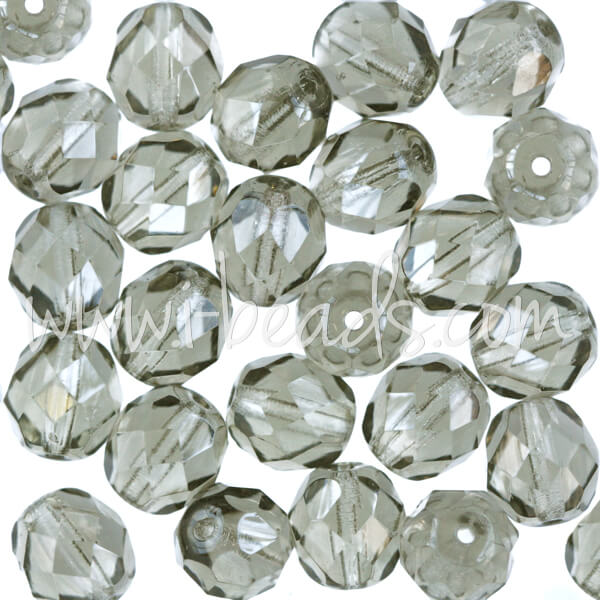 Czech fire-polished beads black diamond 8mm (25)