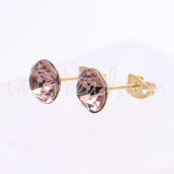 Cupped stud earring setting for Swarovski 1088 SS39 gold plated (2)