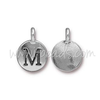 Buy Letter charm M antique silver plated 11mm (1)