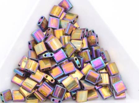 cc188-Miyuki tila beads Metallic Purple gold iris 5mm (25 beads)