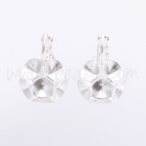 Cupped earring setting for 6 Swarovski 1088 SS29 silver plated (2)
