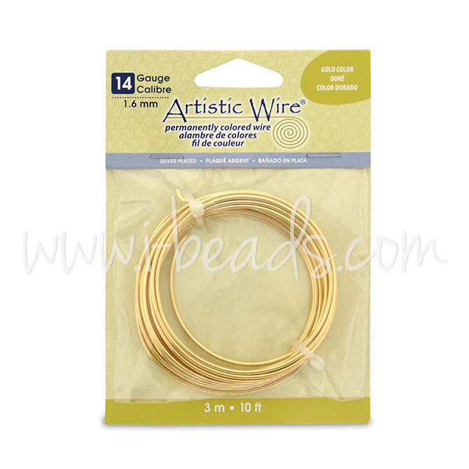 Artistic Wire 14 Gauge Silver Plated Gold Color 3m (1)