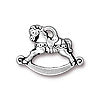 Rocking horse charm metal antique silver plated 16mm (1)