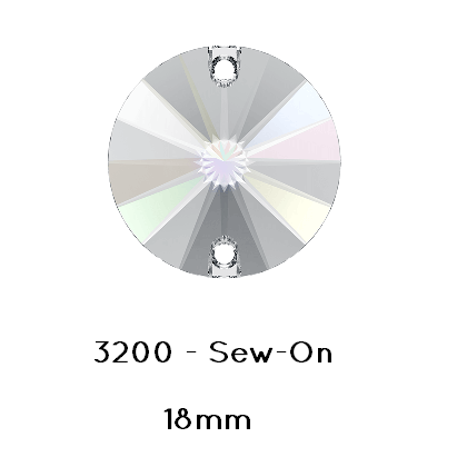 Swarovski 3200 Rivoli SewOn Crystal Foiled AB 18mm (2)