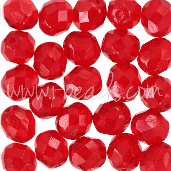 Czech fire-polished beads siam ruby 8mm (25)