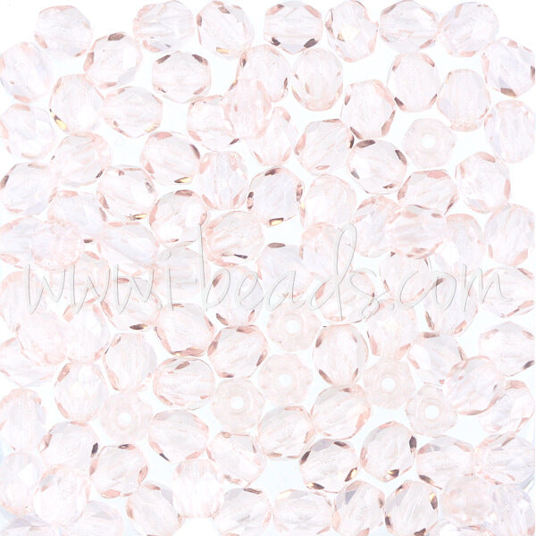 Czech fire-polished beads rosaline 4mm (100)