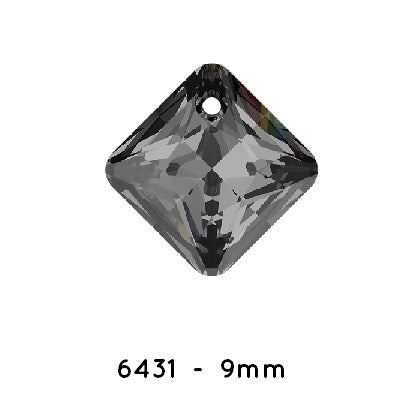 Buy Swarovski 6431 Princess Cut pendant Crystal SilverNight 9mm (2)