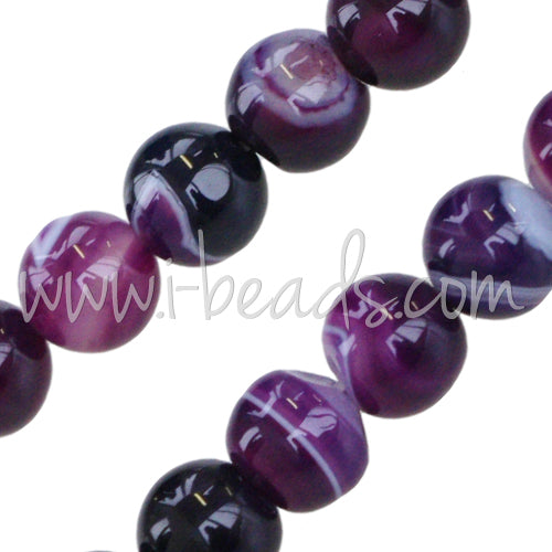 Stripe Agate Purple Round beads 8mm strand (1)